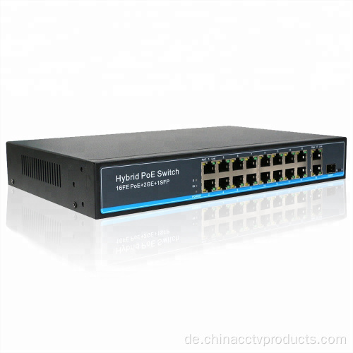 16-Port 250m10 / 100 / 1000m OEM für CCTV-IP-Kamera